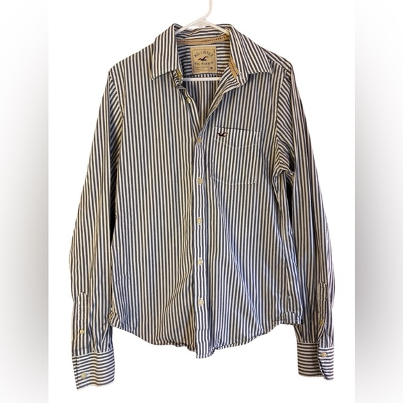 LOT BLUE STRIPES American Eagle Outfitters and Hollister Men’s Button Downs - Picture 9 of 12